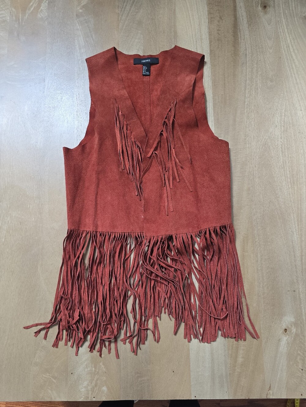 Forever 21 Genuine Suede Fringe Vest - Burnt Orange Western Boho - Size L